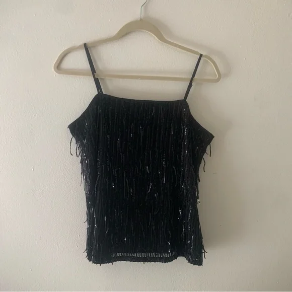 Sequin Fringe Square Neck Cami LOFT - Picture 6 of 7